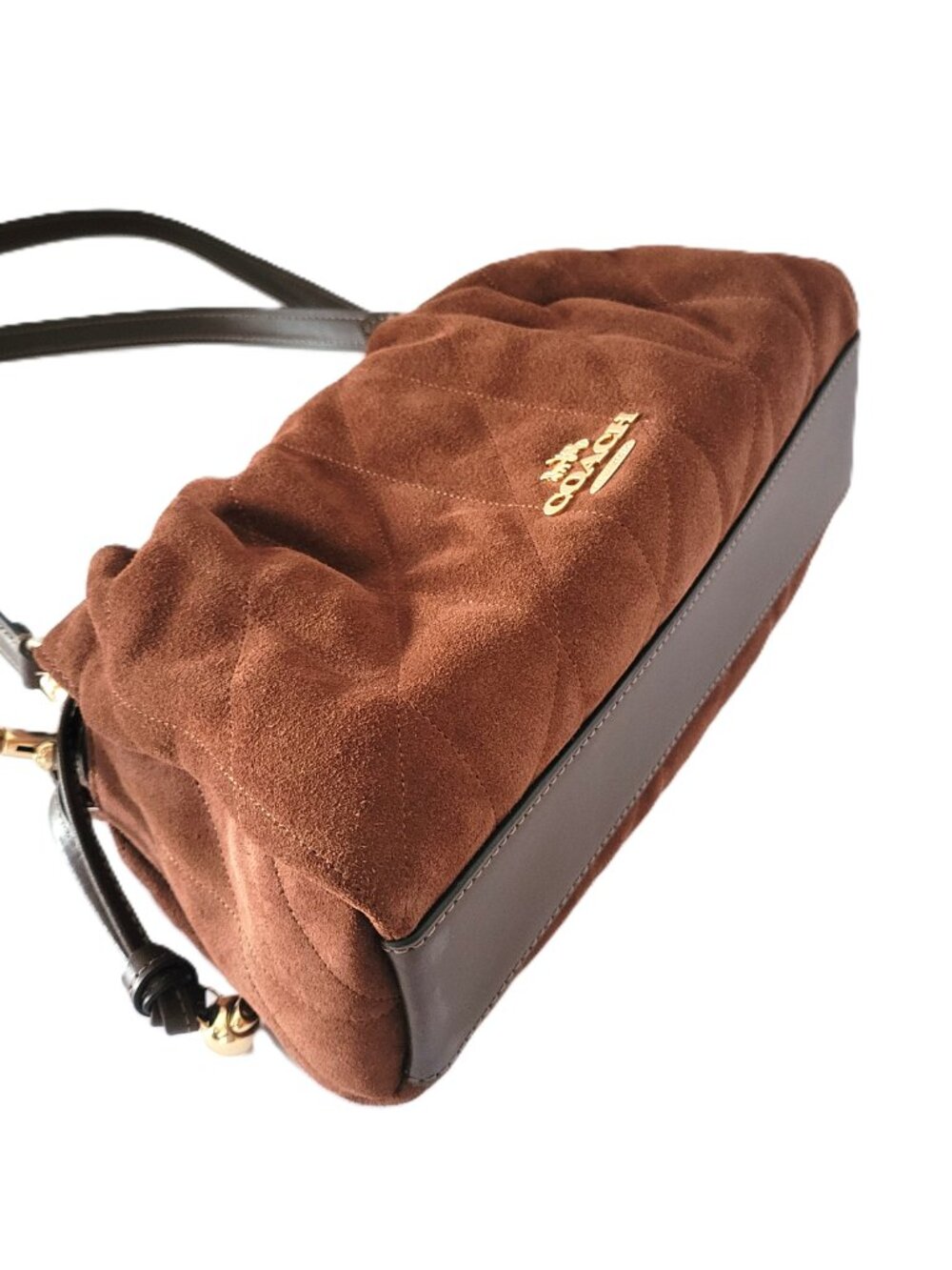 Coach CCZ55 Quilting Suede Faye Shoulder Bag Crossbody Vintage Brown Maple - Picture 6 of 7